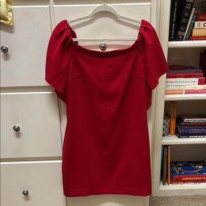 Trina Turk Red Cap Sleeve Ruffled Blouse
